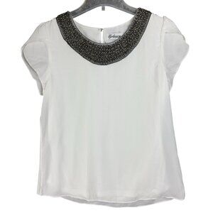 Eyekepper Elegant Blouse Women 10 US EU 40 White Beaded Collar Satin Lining